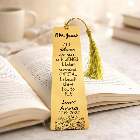 Teacher Appreciation gift, Custom bookmark for teacher - ALL children are born with WINGS.