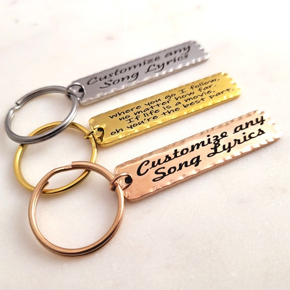 Customize any SONG Lyrics / POEM Key Chain Jewelry. Best Christmas Stocking Stuffer Gifts.