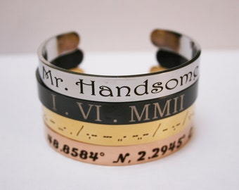 Mens Custom Personalized Bracelet , Engraved Gift For Men, Custom Gifts For Him, Cuff Bracelet For Men, Jewelry, Husband Gift, Boyfriend
