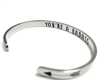 You're A Badass Mantra Bracelet, Strong Women, Graduation Gift, Boss Gift. Inspirational, Feminist Bracelet