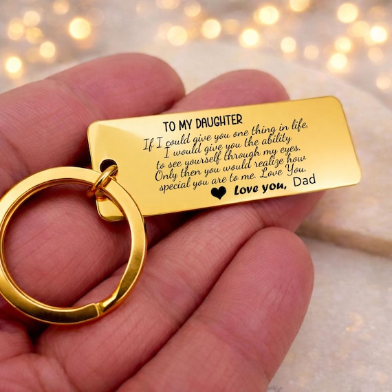 Customized Daughter Keychain: Engraved Stainless Steel Gift