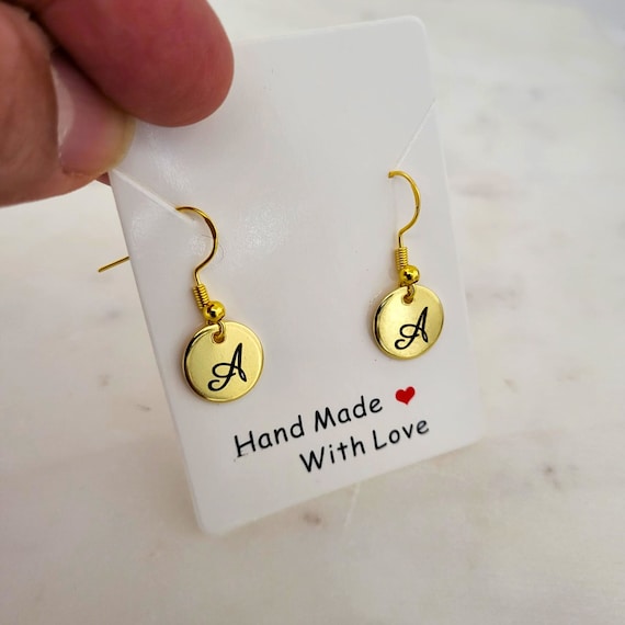 Personalized Custom Earrings . Custom Name Earrings Initials Earrings. Engraved Round Earrings. Customized Gifts for Women.