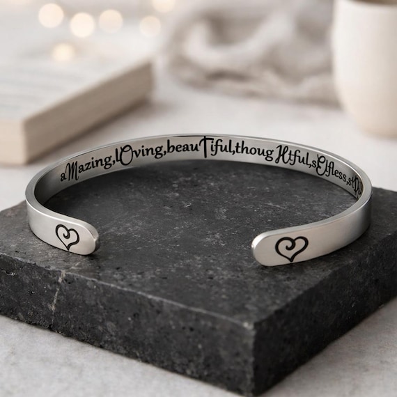 Mom Bracelet – Loving, Thoughtful, Strong, Selfless Stainless Steel Cuff
