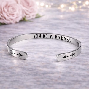 You're A Badass-armband, roestvrijstalen mantra-manchet, inspirerend cadeau