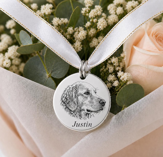 Gift for Brides Walking Down the Aisle From Moms: A Wedding Bouquet Engraved Bridal Charm With Custom Pet Portrait, Personalized Charms