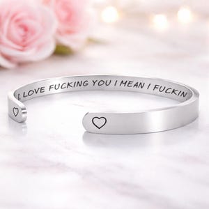 Engraved Stainless Steel Cuff Bracelet – Funny Valentine's Day Gift