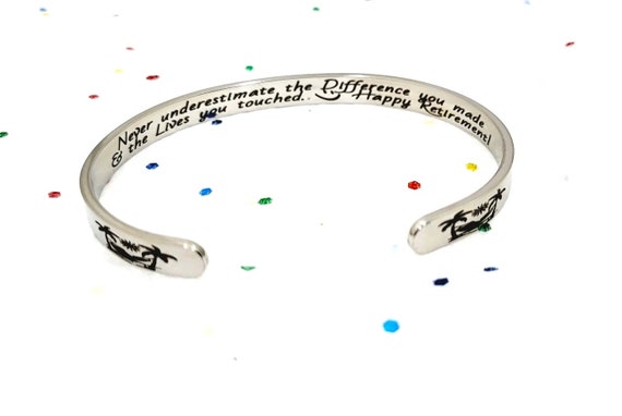 Retirement Gift for Woman, Hidden Message Bracelet with Happy Retirement message