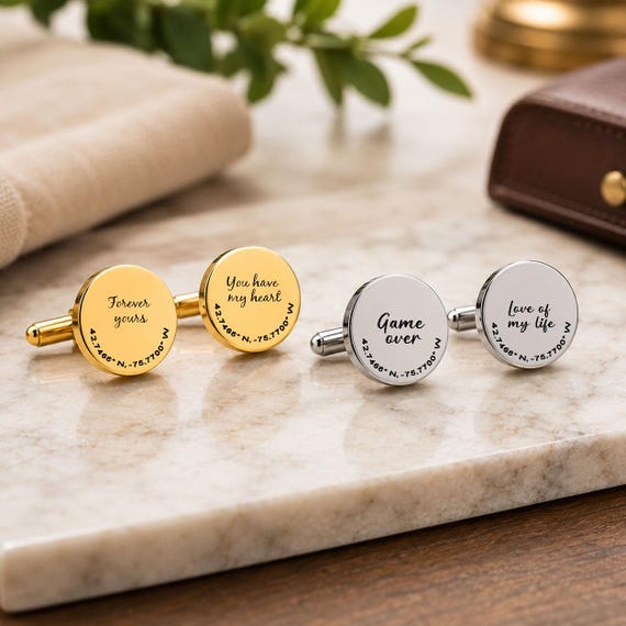 Custom Initials Date Cuff links, Anniversary Gift, Design Your Own Cufflinks, Father's Day Gift for Him, Graduation Gift for him