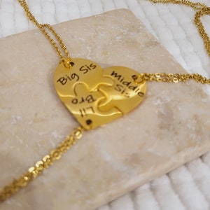 Best Friends BFF Necklace For 2/3/4/5/6, Family Friendship Love Pendants Gift, Personalized Name Heart Puzzle Necklace