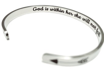 God is within her she will not fall, Religious Jewelry, Mustard Seed Jewelry Bracelet, Christian Gift, Gifts for Her