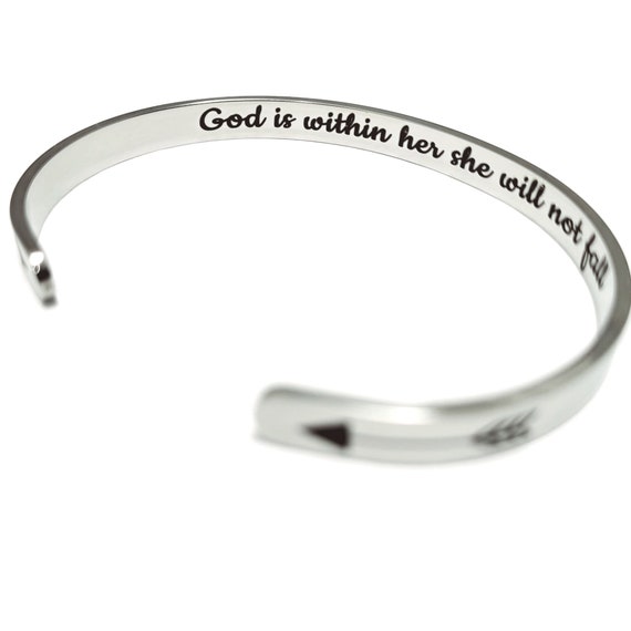 God is within her she will not fall, Religious Jewelry, Mustard Seed Jewelry Bracelet, Christian Gift, Gifts for Her