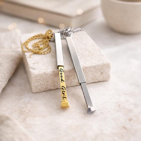 BDSM Jewelry With Secret Message, Good Girl Hidden Stretch Pendant Choker.