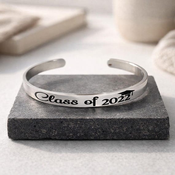 Graduation Gift | Graduate Class of 2026 Custom Year cuff| Personalized Bracelet for College Student.