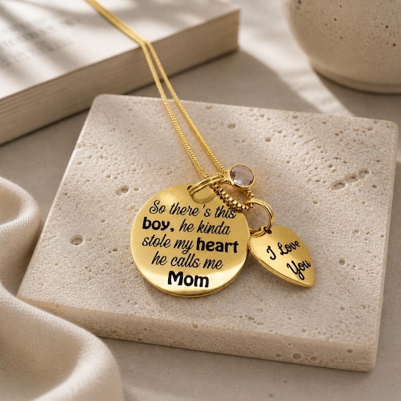 Mother's Day gift, new mom, gift from son – Mother's birthstone necklace. So there's this boy; he kinda stole my heart. he calls me 'Mom'.