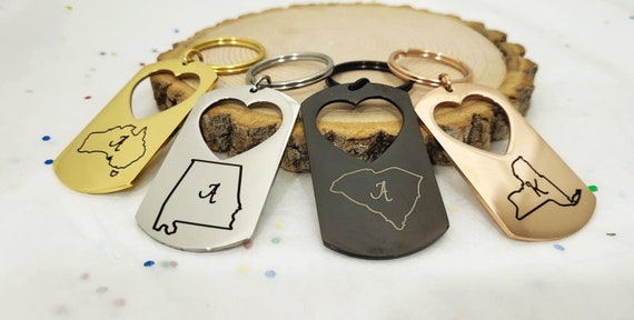 State Outline Keychain Long Distance Personalized Gift State Jewelry Relationship Gift Birthday Gift Best Friend Jewelry States Key ring