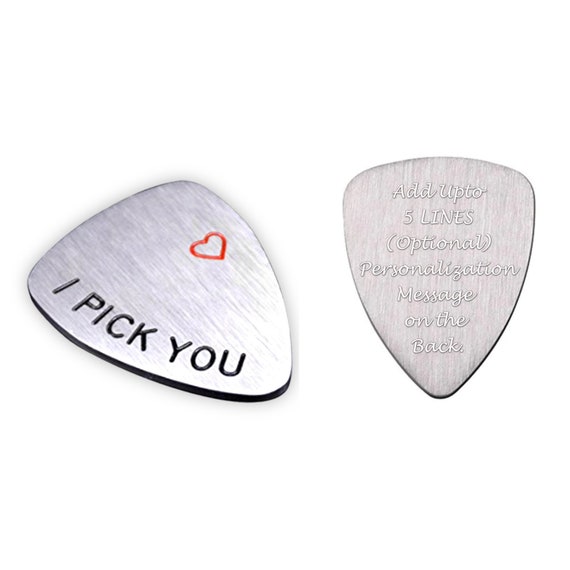 Personalize I pick you Guitar Pick,  100% Steel Mothers Day Gifts for Mom , High quality Stainless steel Musical Gift for musician