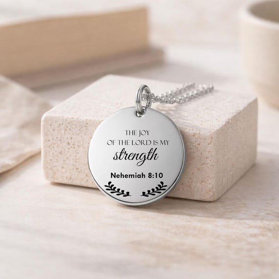 Nehemiah 8:10 Stainless Steel Christian Scripture Jewelry & Faith Gift