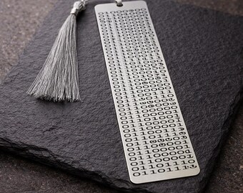 Your custom binary code text on the bookmark. Your secret message gift for BFF, Husband, wife, him, Her, brother, sister, mother, father