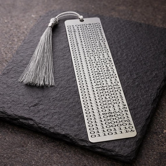 Your custom binary code text on the bookmark. Your secret message gift for BFF, Husband, wife, him, Her, brother, sister, mother, father