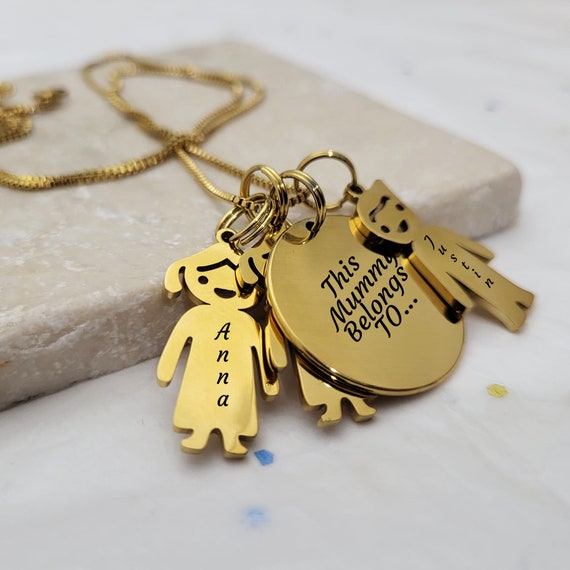 Custom Family Necklace This Mummy Belongs To, Nana Nanny Grandmother Gift, From Kids, Granny, Mothers Day Gift, for Her, Engraved Pendant