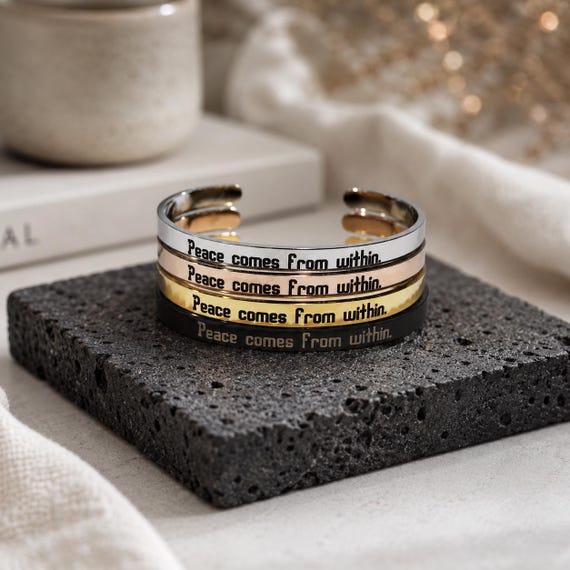 Peace Comes from Within bracelet for Bracelet - Inspirational Motivational Cuff Bangle Jewelry Gifts