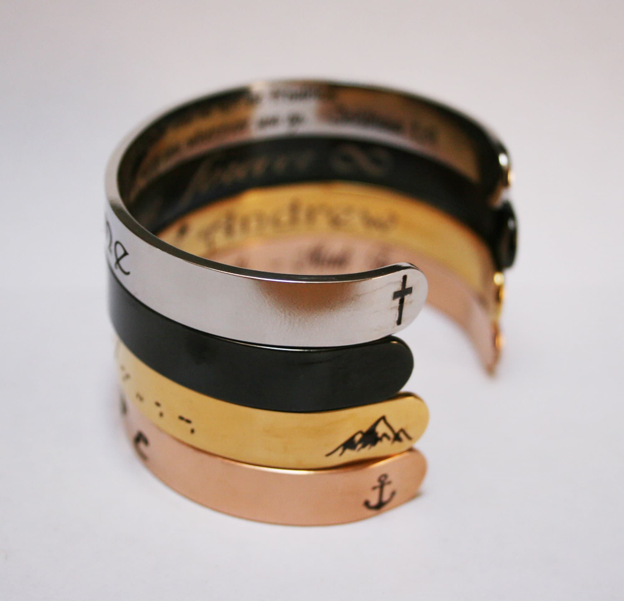 Line Bracelet - Secret Message Gift for Men - Custom Mens Jewelry No / Not Oxidized