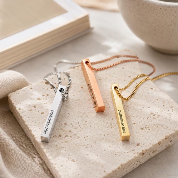 Custom Necklace Personalized Vertical Bar Necklace Name Necklace Gift for Mother Engraved personalized jewelry
