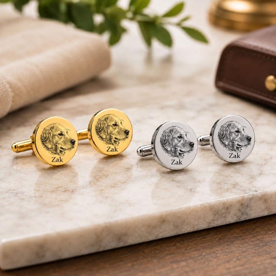 Custom Pet Portrait Cuff links, Anniversary Gift, Design Your Own Cufflinks with pet portrait , Father's Day Gift for Him, Graduation Gift