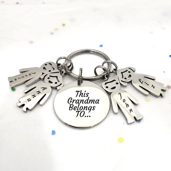 This Grandma Belongs To, Nana Nanny Grandmother Gift, From Kids, Granny, Mothers Day Gift, Gift for Her, Personalised Engraved Gift Keychain