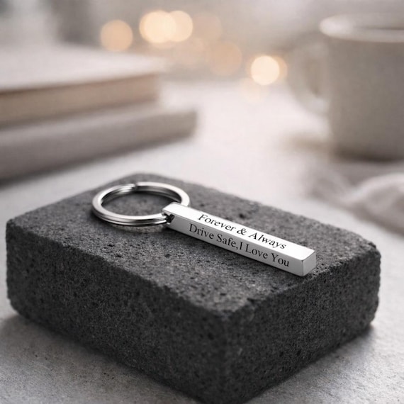 Custom 4 Sided Bar KeyChain | Four Sided Keychain -Personalized Bar Keychain