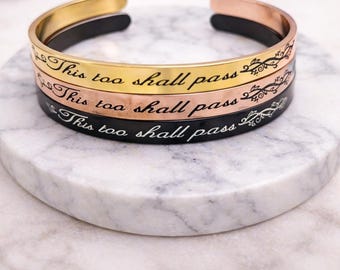 This Too Shall Pass Armband Manschette, Glaube, Inspiration, Motivation Armband