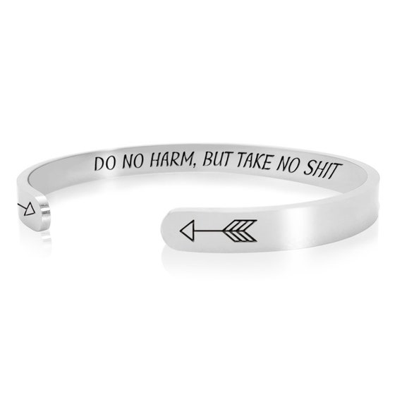Do No Harm But Take No Shit Gift  Jewelry, Motivational Bracelet Message cuffs