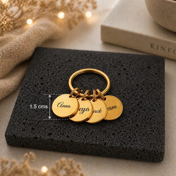 Custom small multiple charm Keychain. Personalize a Name Initials on charm keychain as Christmas Gift.