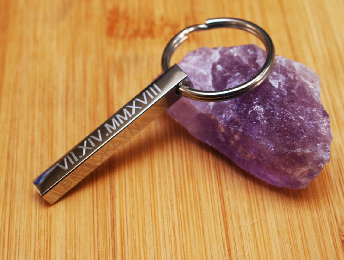 Roman Numerals Keychain, Wedding Date, Anniversary Keychain, Custom ...