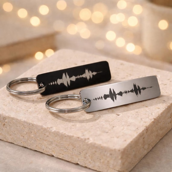 Baby Heartbeat Keychain Soundwave -Engraved Baby Waveform Ultrasound Gift for Dad, Mom Grandparentssound Keyrings