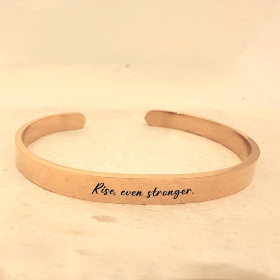 Resilience Quote Bracelet - Inspirational, Motivational Bracelets "Rise Even Stronger" for Women & Men