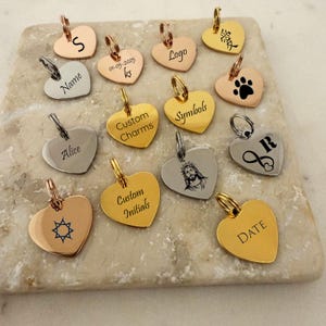 1/5/10 PCS Custom Heart Charms Engraved, Personalized Heart Add on  CHARM engraving