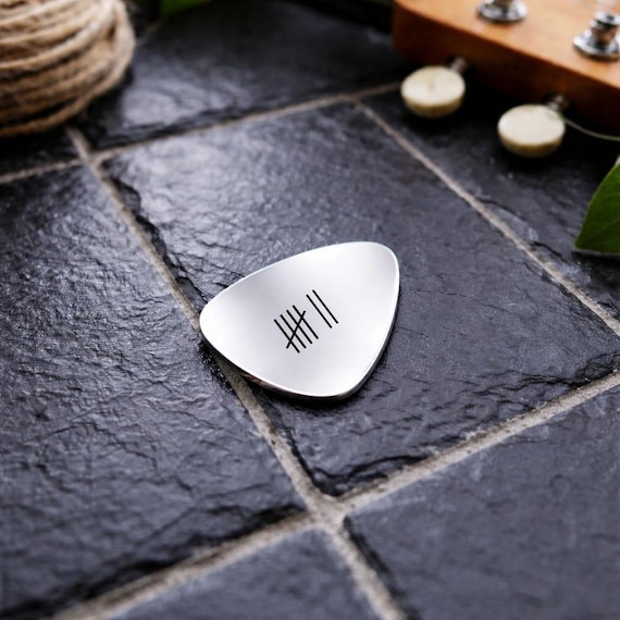 Custom Engraved Guitar Pick  / Tally Marks for Anniversary Gift – Unique Keepsake for Him – Handcrafted Gift