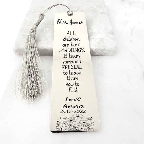 Teacher appreciation gift, Teacher gifts Custom Gift for teacher - ALL children are born with WINGS bookmark.
