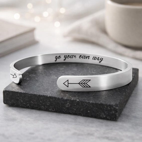 Go Your Own Way Cuff  Mantra Bracelet. Woman  Empowered Jewelry Gifts for Teens, Her, Girls, Boys.
