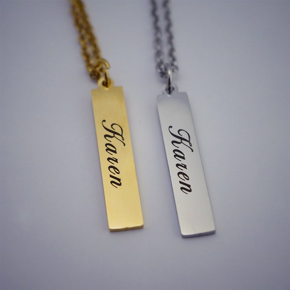 Custom Name Necklace, Name Plate Necklace, Engraved Necklace, Anniversary Gift