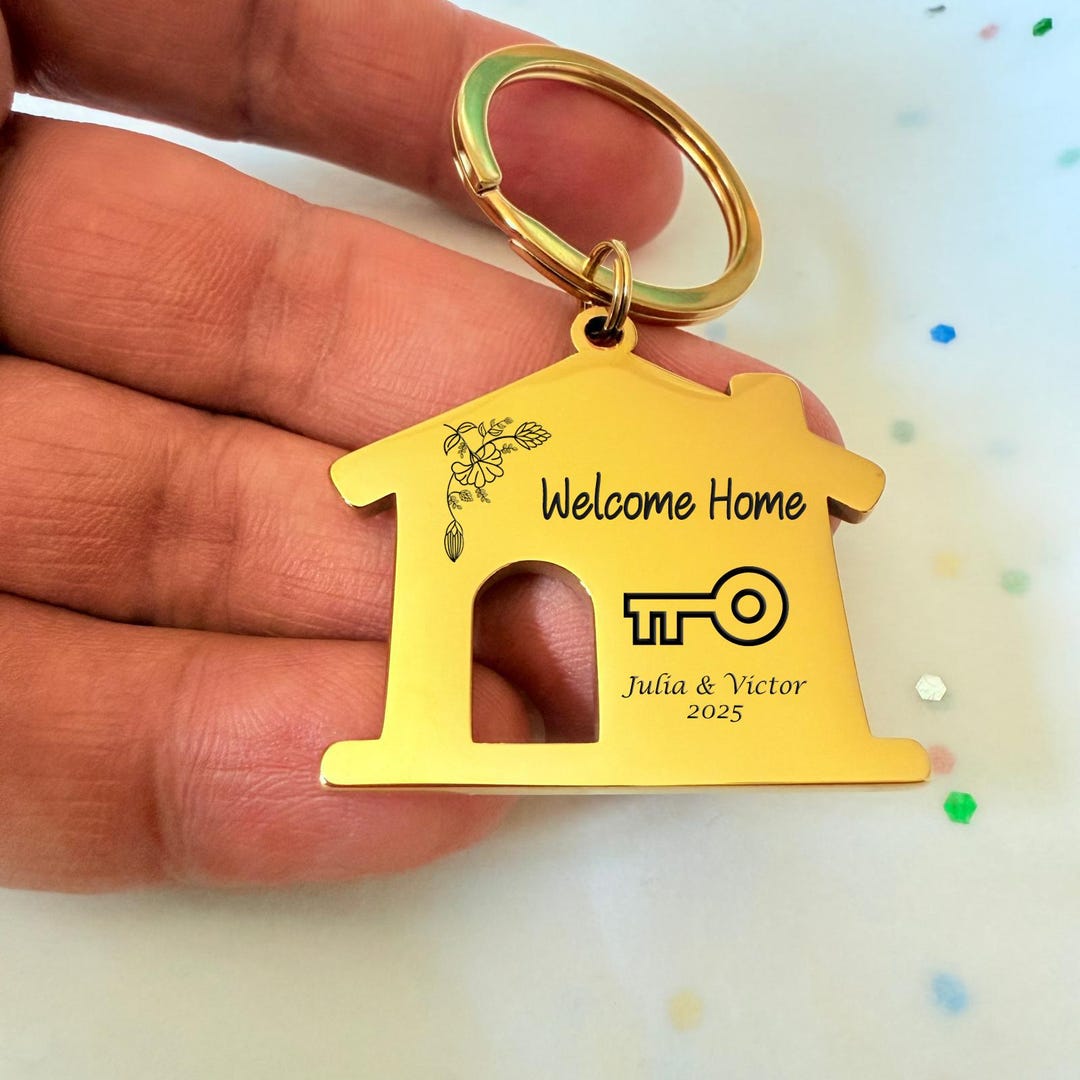 Welcome Home Custom Keychain Gift | Realtor Gift | Housewarming Gift ...