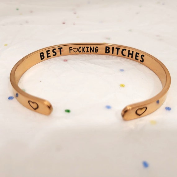 Best Fucking Bitches Bracelets Cuff Mature Girl Power Jewelry Gift - Rose Gold