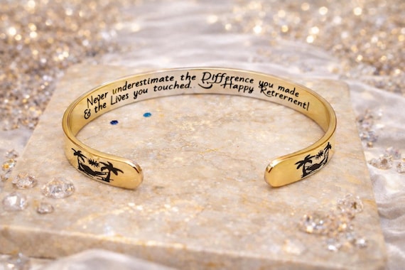 Retirement Gift for Woman, Hidden Message Bracelet with Happy Retirement message