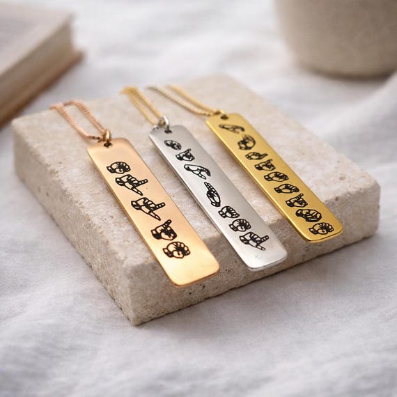 Sign (ASL) Language necklace, Personalized ASL necklace, Personalised Name Necklace Engrave in Sign Language, ASL name necklace