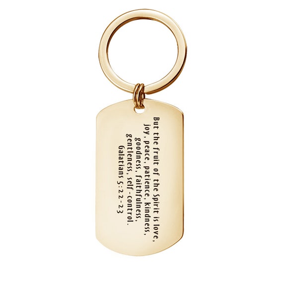 Bible verse key chain Personalized Custom Military Dog Tag Engraved KeyChain Gifts -GOLD TONE