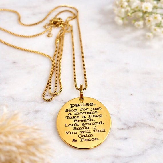 Pause | Pendants. Stop for just a moment. Take a Deep Breath. Look around, Smile :) You will find Calm & Peace Necklace