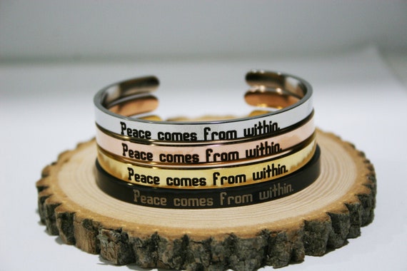 Peace Comes from Within bracelet for Bracelet - Inspirational Motivational Cuff Bangle Jewelry Gifts