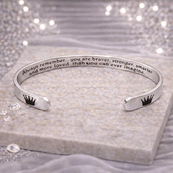 Granddaughter Gift – Engraved Stainless Steel Bangle Bracelet, Personalized Jewelry