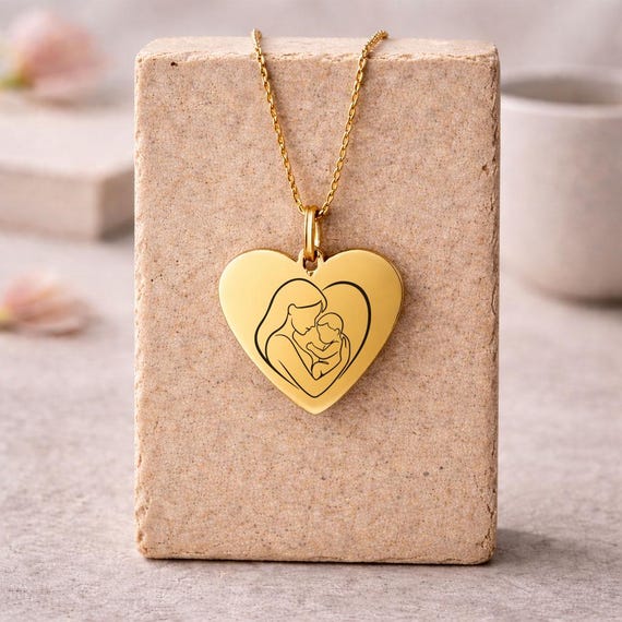 Motherly Love – New Baby and Mom Necklace • Custom Mothers Pendant Necklace • Baby Shower Gift.